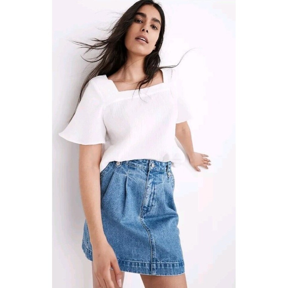 Madewell Blue Denim Pleated Mini Skirt in Upton Wash NA220 Sz 23